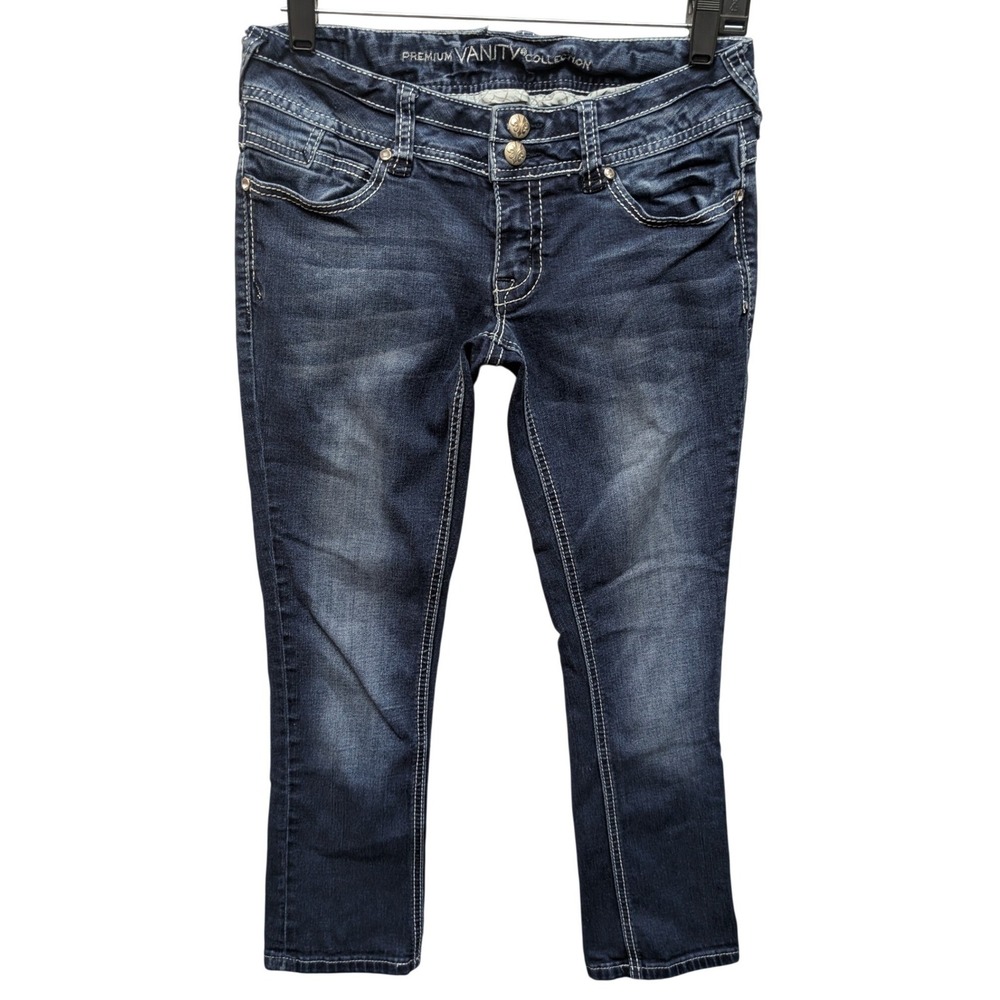 Vanity Premium Collection Capri Jeans Womens 27 Dark Blue Contrast Stitch